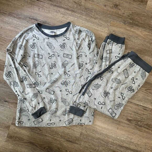 Harry Potter Womens XS Pajama Set Long Sleeve Joggers Lounge Grey - Picture 1 of 6